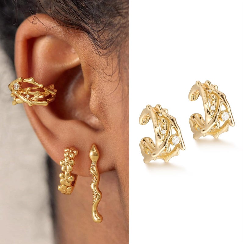MYEARS Women Ear Cuff Earring Gold Non Pierced Ear Cartilage Clip on Wrap Hoop 14K Gold Filled Tiny Boho Beach Simple Minimalist Delicate Handmade Hypoallergenic Jewelry Gift-Sold as Single/Pair - Image 3